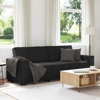 Driezitsbank 180 cm fluweel zwart 1