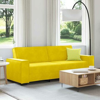 Driezitsbank 180 cm fluweel geel 1