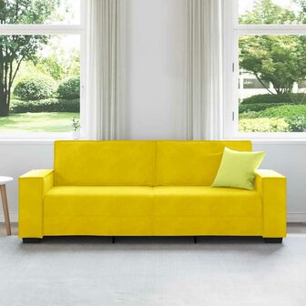 Driezitsbank 180 cm fluweel geel 3