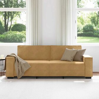Driezitsbank 180 cm fluweel bruin 3