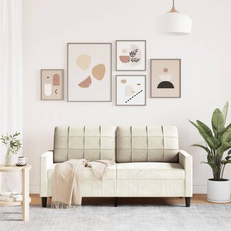 Tweezitsbank 140 cm fluweel cr&egrave;mekleurig 3