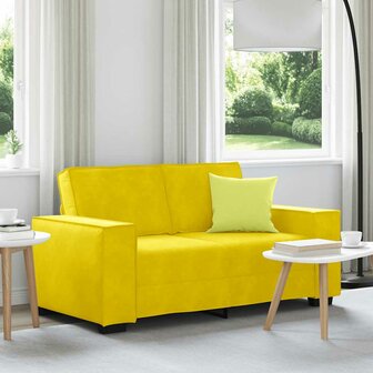 Tweezitsbank 120 cm fluweel geel 1