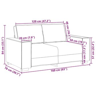 Tweezitsbank 120 cm fluweel bruin 9