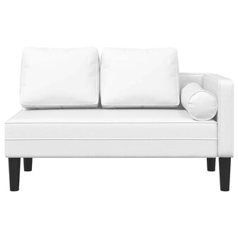 Chaise longue met kussens kunstleer wit 3