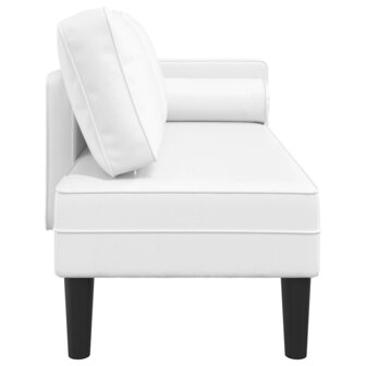 Chaise longue met kussens kunstleer wit 4
