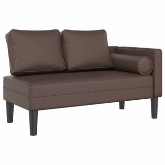 Chaise longue met kussens kunstleer bruin 2