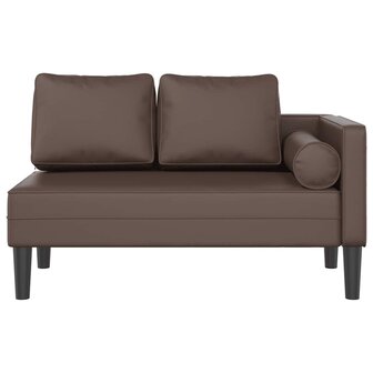 Chaise longue met kussens kunstleer bruin 3