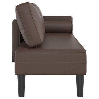 Chaise longue met kussens kunstleer bruin 4