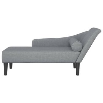 Chaise longue met kussens stof lichtgrijs 3