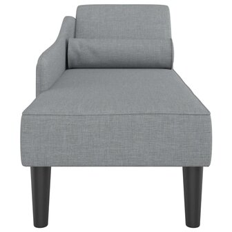 Chaise longue met kussens stof lichtgrijs 4