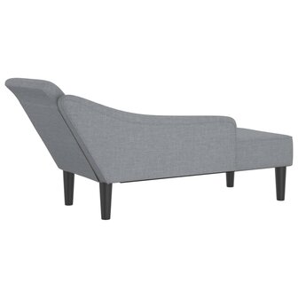 Chaise longue met kussens stof lichtgrijs 5