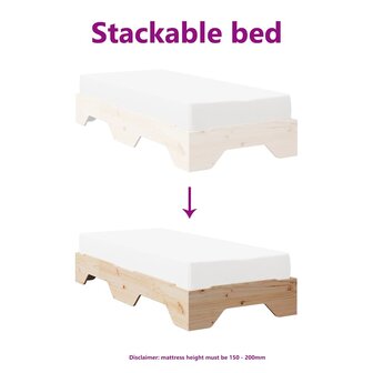 Bedframe zonder matras stapelbaar 80x200 cm massief hout 8