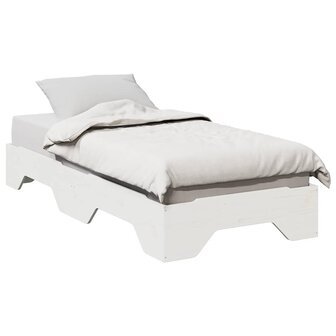 Bedframe zonder matras stapelbaar 75x190 cm massief hout wit 1