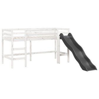 Kinderhoogslaper zonder matras massief grenenhout wit 80x200 cm 3