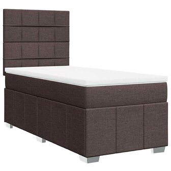 Boxspring met matras stof donkerbruin 90x200 cm 3