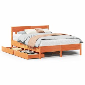 Bed met matras massief grenenhout wasbruin 140x190 cm 2