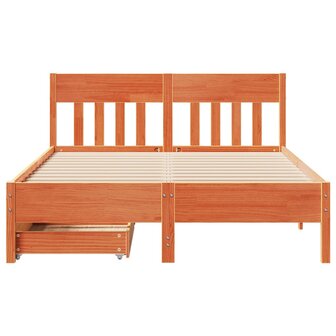 Bed met matras massief grenenhout wasbruin 140x190 cm 4