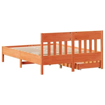 Bed met matras massief grenenhout wasbruin 140x190 cm 8