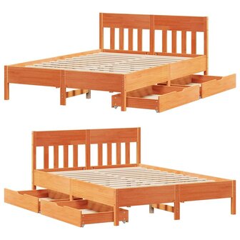Bed met matras massief grenenhout wasbruin 140x190 cm 9