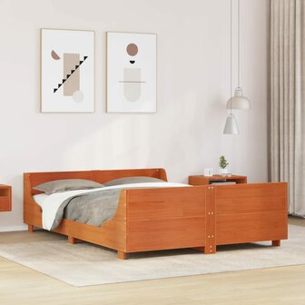 Bed met matras massief grenenhout wasbruin 140x190 cm 1