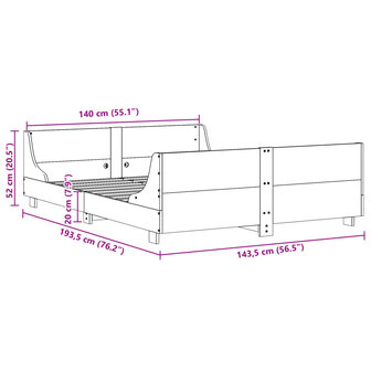 Bed met matras massief grenenhout wasbruin 140x190 cm 9