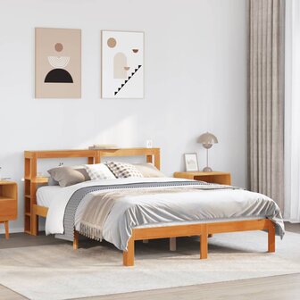 Bed met matras massief grenenhout wasbruin 140x190 cm 1