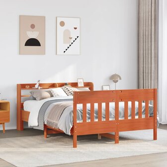 Bed met matras massief grenenhout wasbruin 140x190 cm 1