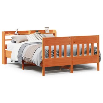 Bed met matras massief grenenhout wasbruin 140x190 cm 2