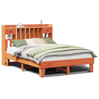 Bed met matras massief grenenhout wasbruin 140x190 cm 2