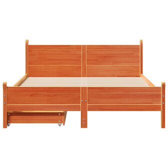 Bed met matras massief grenenhout wasbruin 140x190 cm 4