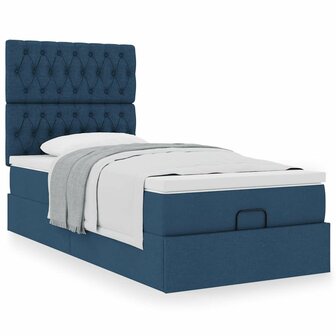 Bed met matras 90x200 cm stof blauw 4