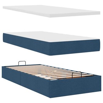 Bed met matras 90x200 cm stof blauw 7