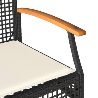 Tuinbank met kussen poly rattan en acaciahout zwart 7