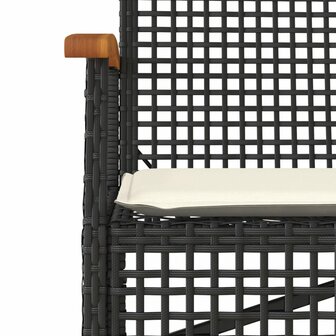 Tuinbank met kussen poly rattan en acaciahout zwart 8