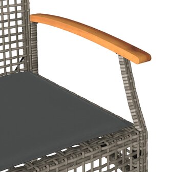Tuinbank met kussen poly rattan en acaciahout grijs 7