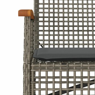 Tuinbank met kussen poly rattan en acaciahout grijs 8