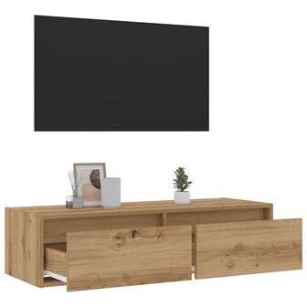 Tv-meubel met LED-verlichting 100X35,5x25 cm artisanaal eiken 5