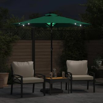 Parasol met LED&amp;apos;s en stalen paal 225x225x212 cm groen 3