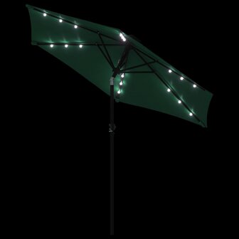 Parasol met LED&amp;apos;s en stalen paal 225x225x212 cm groen 8