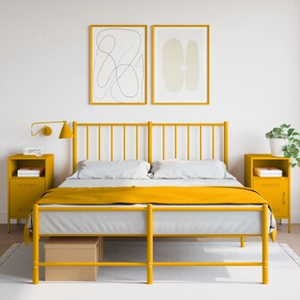 Nachtkastjes 2 st 36x39x68 cm staal mosterdgeel 1