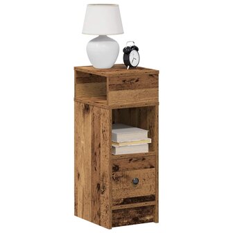 Nachtkastje met lade 25x31x66 cm oud houtkleurig 1