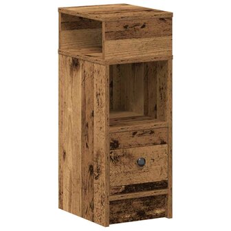 Nachtkastje met lade 25x31x66 cm oud houtkleurig 2