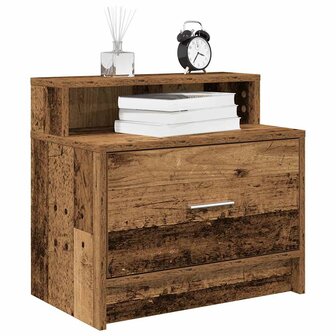 Nachtkastje met lade 51x31x47 cm oud houtkleurig 1