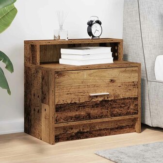Nachtkastje met lade 51x31x47 cm oud houtkleurig 3