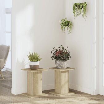 Plantenstandaards 2 st 30x30x40 cm bewerkt hout sonoma eiken 3