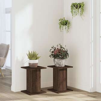Plantenstandaards 2 st 30x30x40 cm bewerkt hout bruin eiken 3