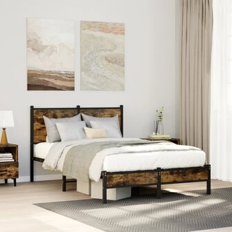 Bedframe zonder matras metaal gerookt eikenkleurig 120x200 cm 1