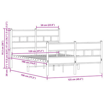 Bedframe met hoofdbord en voetbord zonder matras 120x190 cm 9