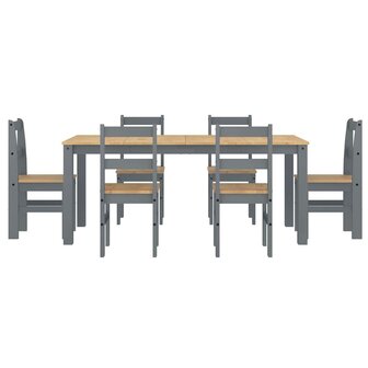 7-delige Eetset Panama massief grenenhout grijs 7