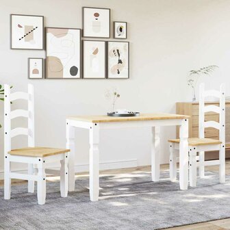 3-delige Eethoek Panama massief grenenhout wit 3
